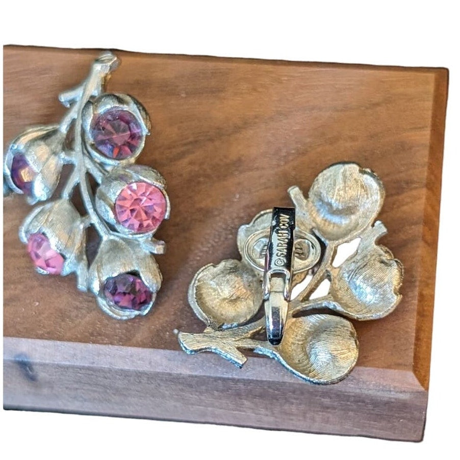 Sarah Coventry Vintage 1962 Wisteria/Pink Purple Clip-On Earrings