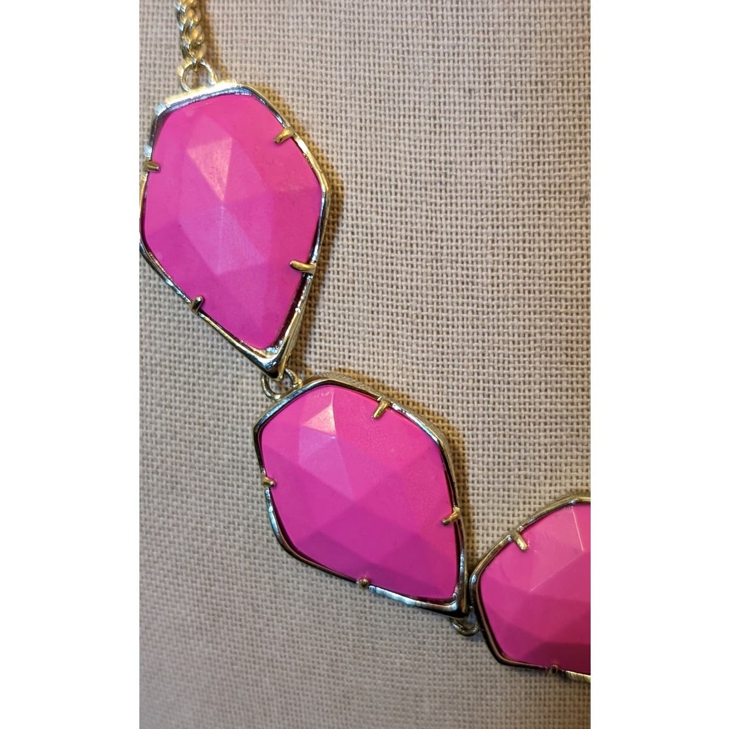 Kendra Scott Pink Five Faceted Stone Statement 18" Plus 2" Necklace