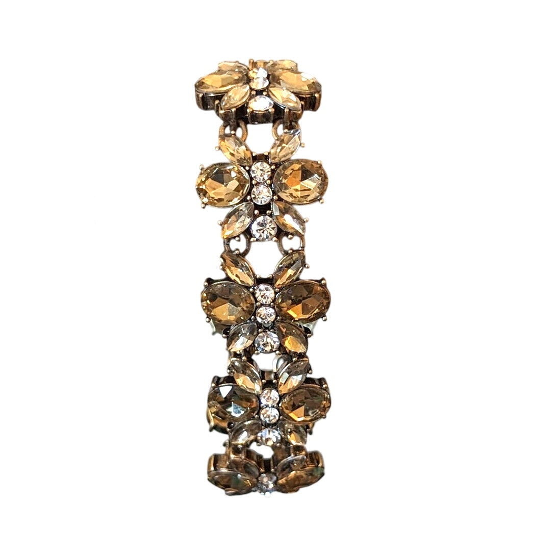 Banana Republic Chunky Champagne & Clear Rhinestone Foldover Clasp Bracelet