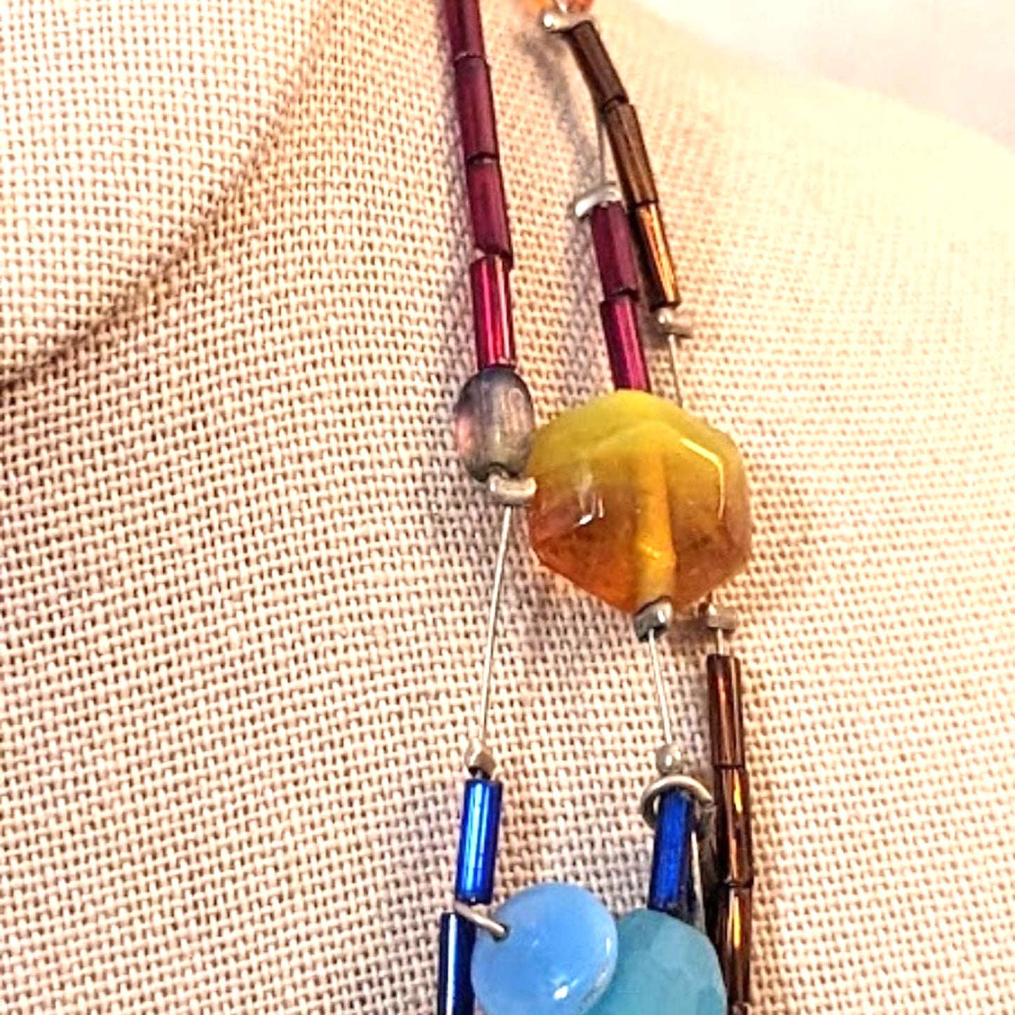 Chico's Three Strand Colorful Glass Bead Necklace