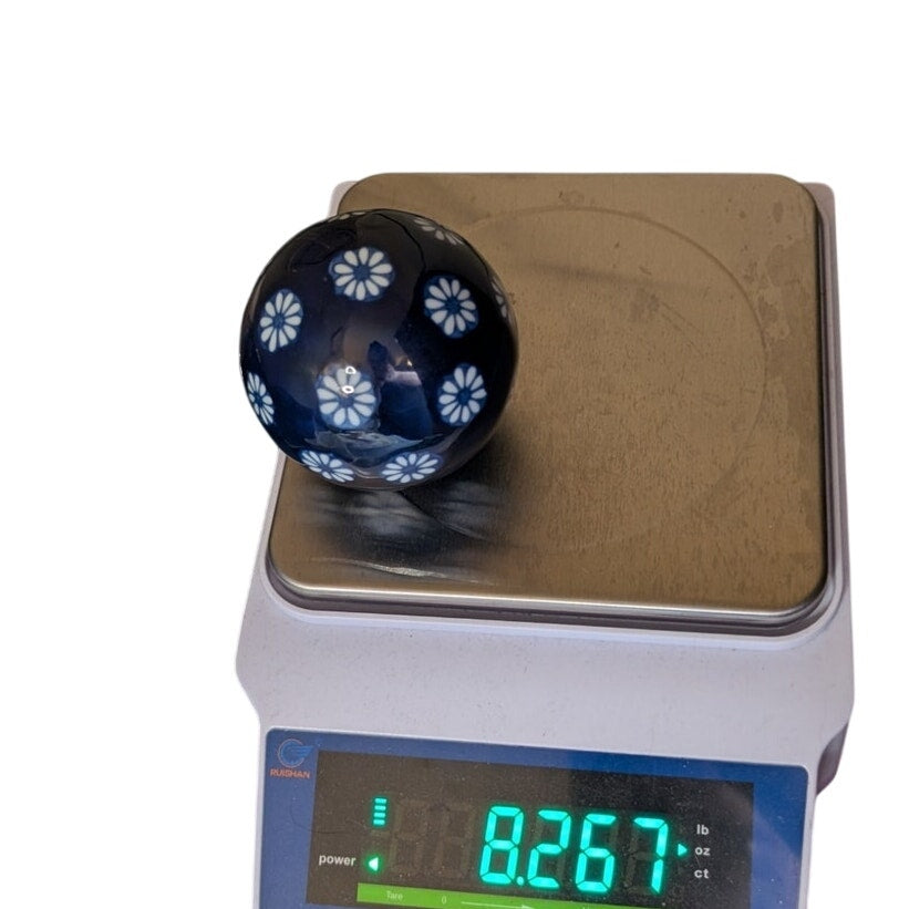Vintage Deep Blue Chinese Porcelain Chinoiserie Carpet Ball