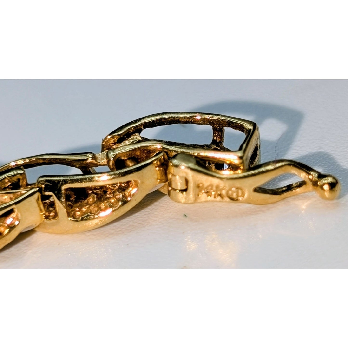 14k Yellow Gold S Design Baguette & Round Diamond Tennis Bracelet