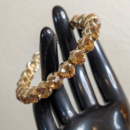 Topaz Crystal Gold Tone Magnetic Close Bangle Bracelet