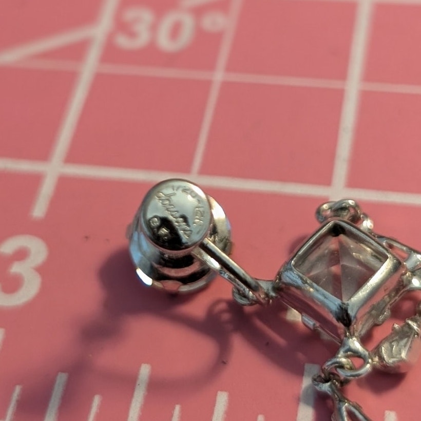 Vintage/Antique Dorsons 12K GF Silver Tone Crystal Dangle Screw Back Earrings