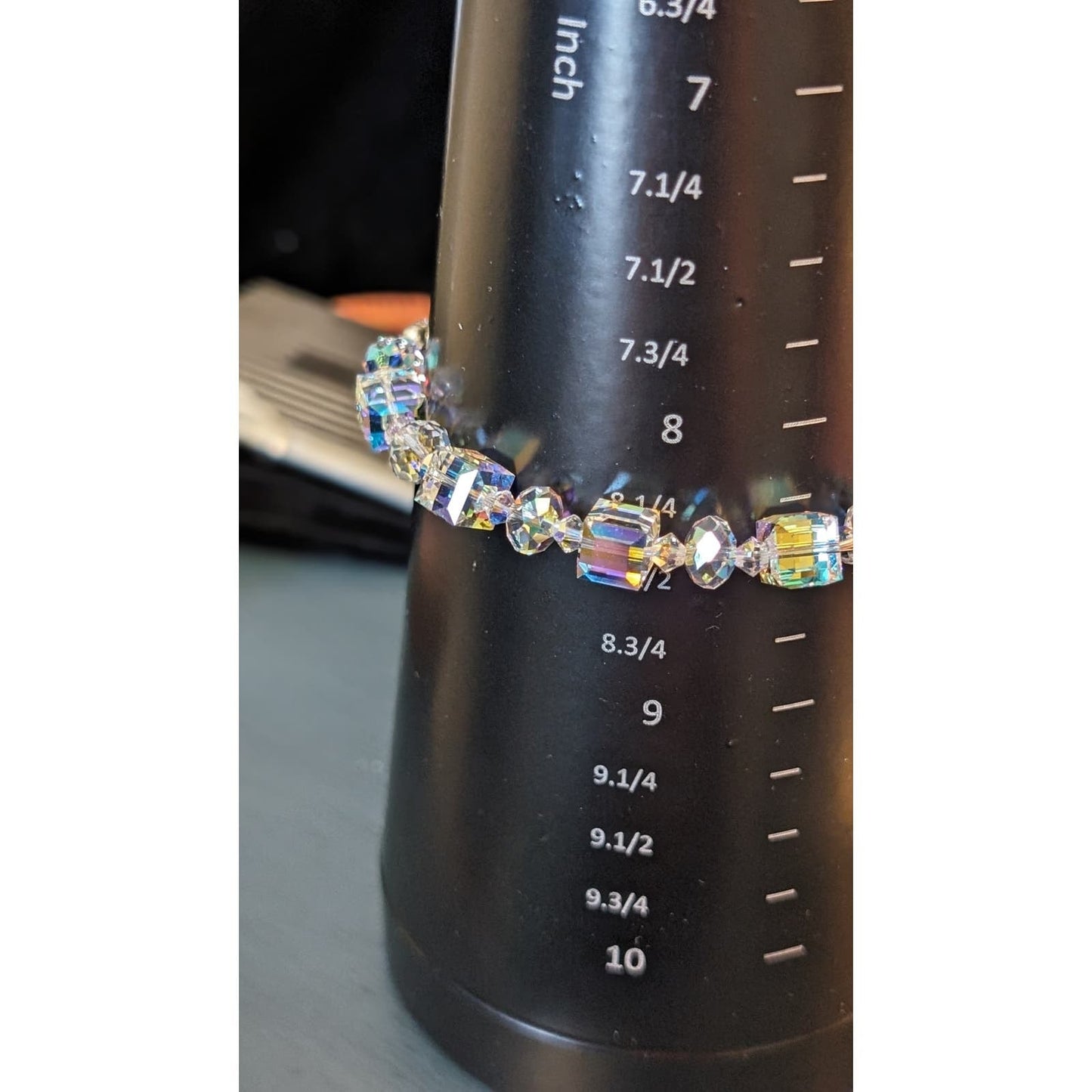 925 Sterling Aurora Borealis Cube Crystal Bracelet