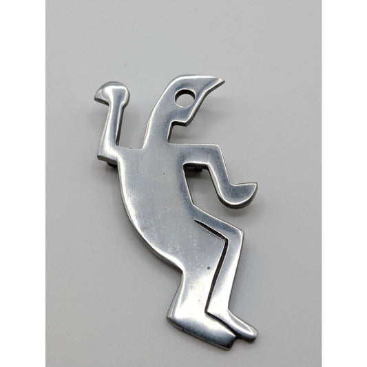 Rare VTG Made in India Large Modernist Aluminum Dancing Silhouette Unisex Brooch