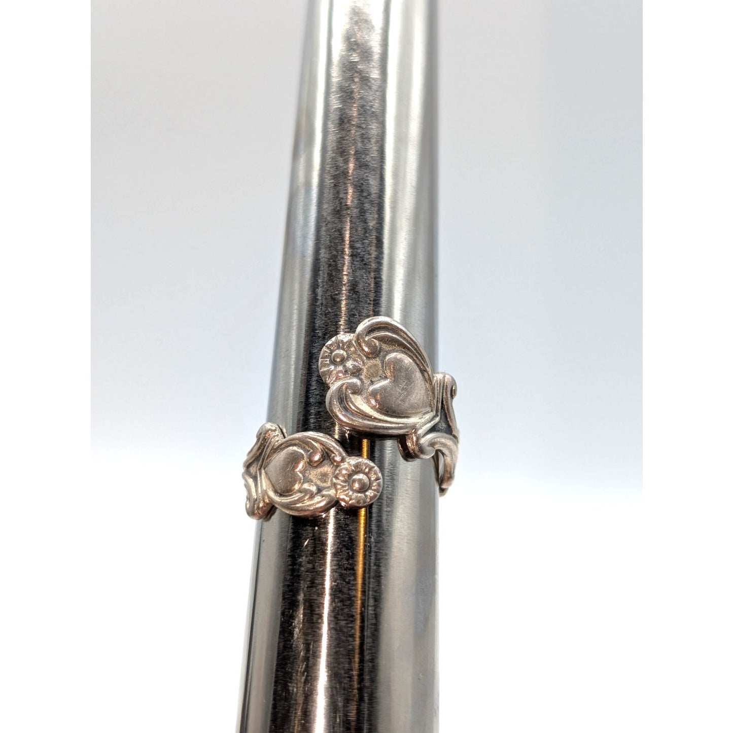 VTG Avon Sterling Silver Lovers Hearts Signed Collectible Adjustable Bypass Ring