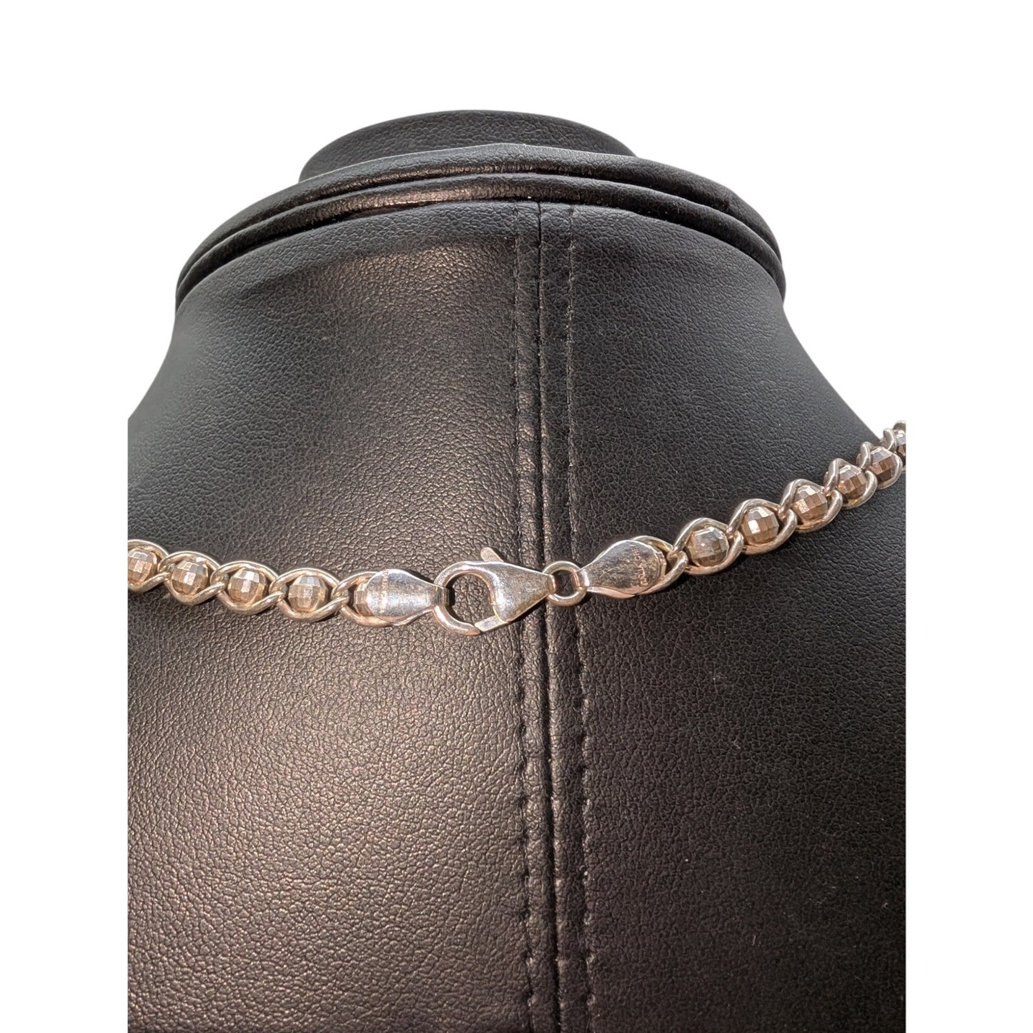 Vintage 925 Italy Sterling Silver Disco Ball Chain Link 15" Necklace 14.97g