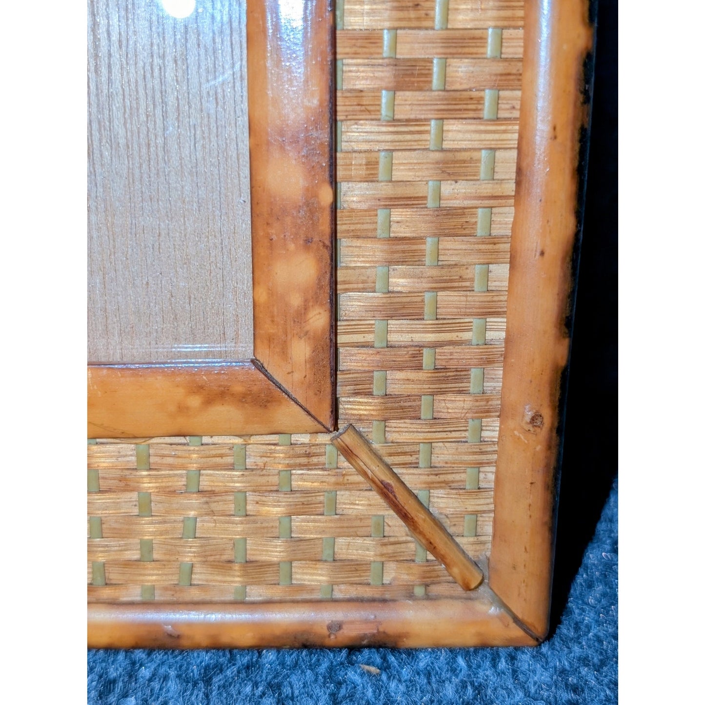 Vintage 60s Mid-Century Italian Wicker Rattan Bamboo Photo Frame