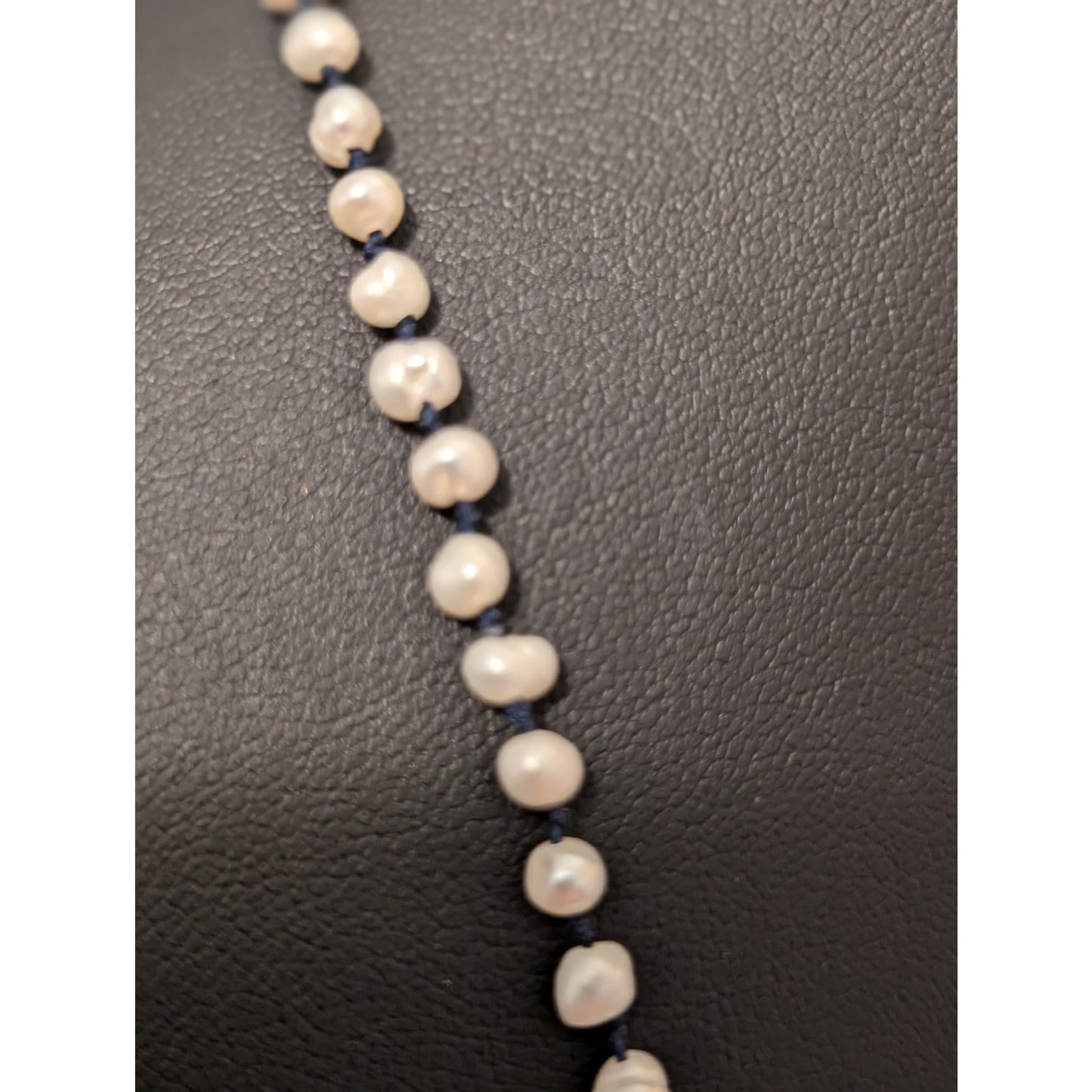 Vtg Zacasha Genuine Pearl Navy Filigree Bead Blue Silver Tassel Boho Necklace