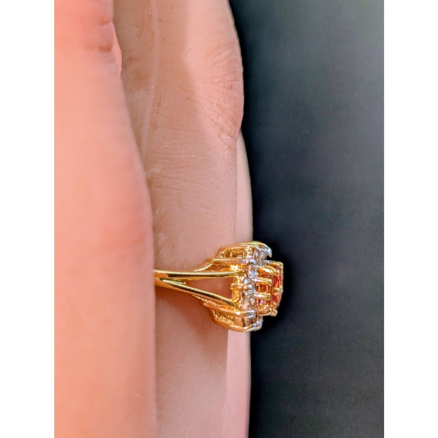 Vintage Early 2000's 18k Pink Tourmaline and Diamond Ring Sz 5.25-5.50