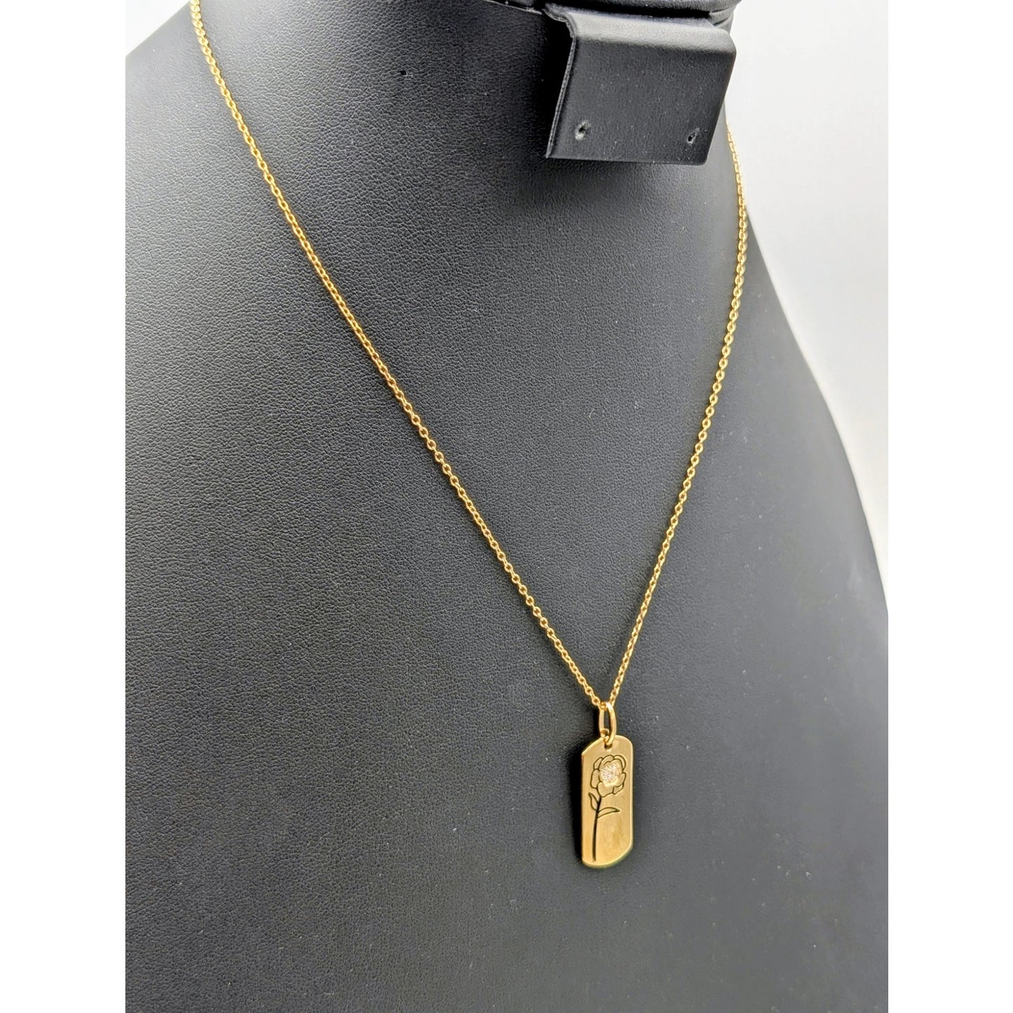 925 Sterling Vermeil Peony Flower Pendant Chain 16"-18" Necklace