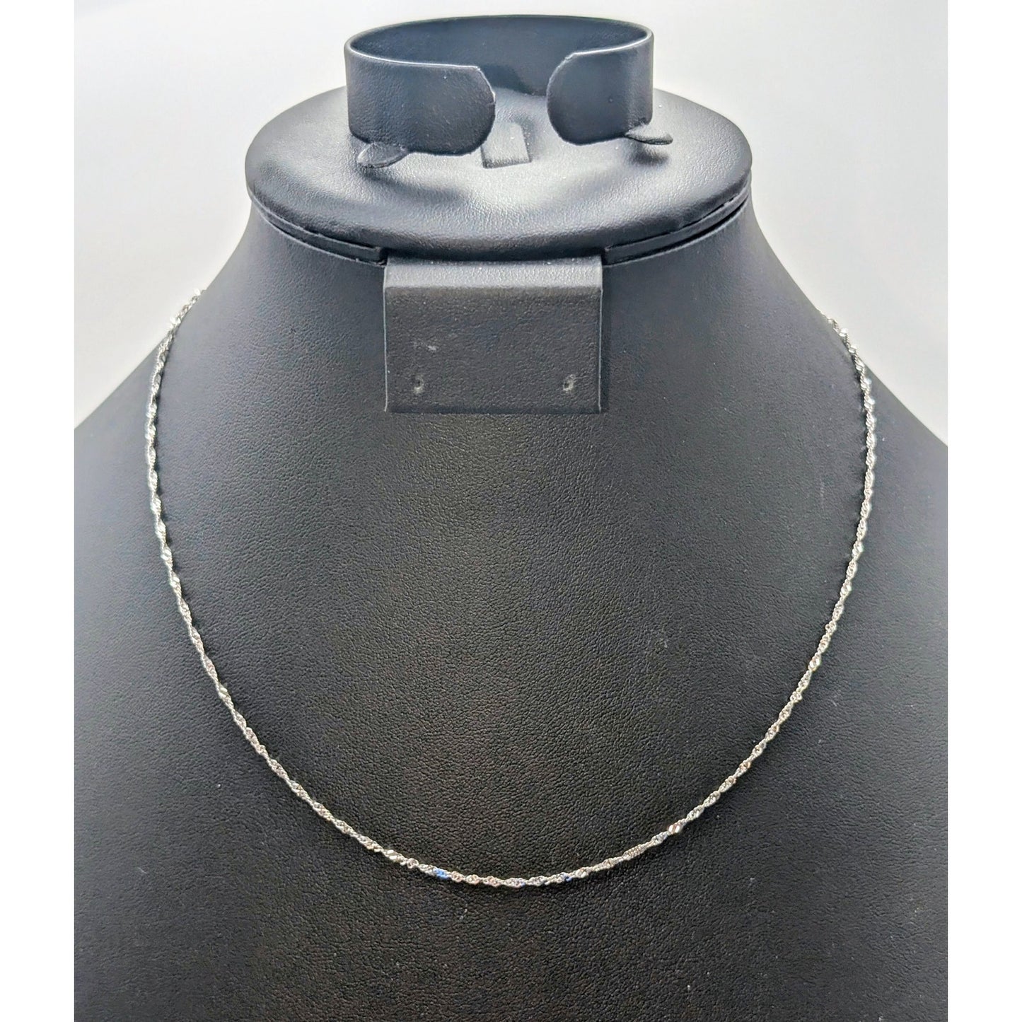 Tested 14K White Gold Italian Twisted Delicate 18" Chain Necklace