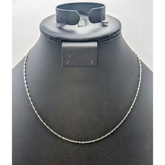 Tested 14K White Gold Italian Twisted Delicate 18" Chain Necklace