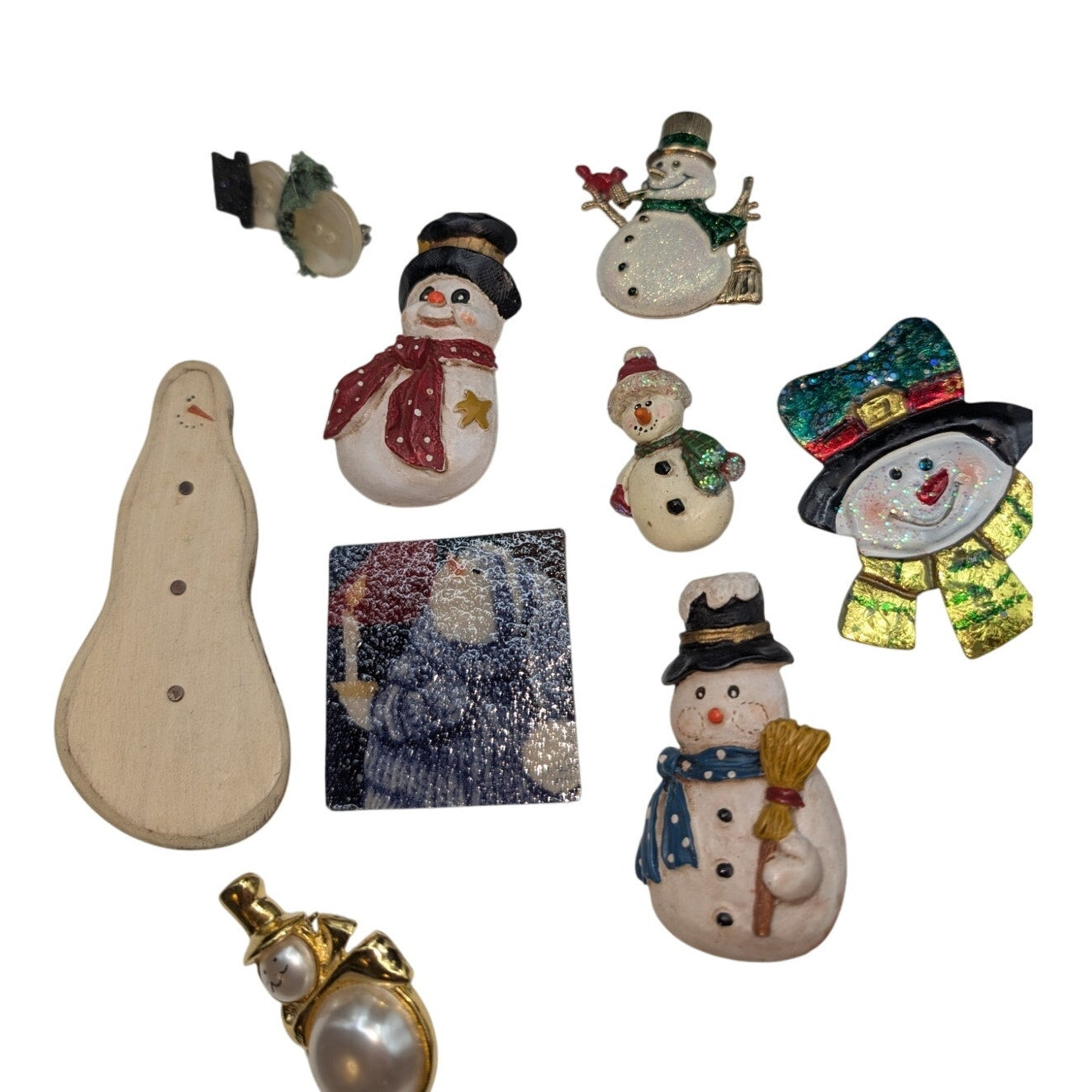 Lot of Ten Snowmen Pins