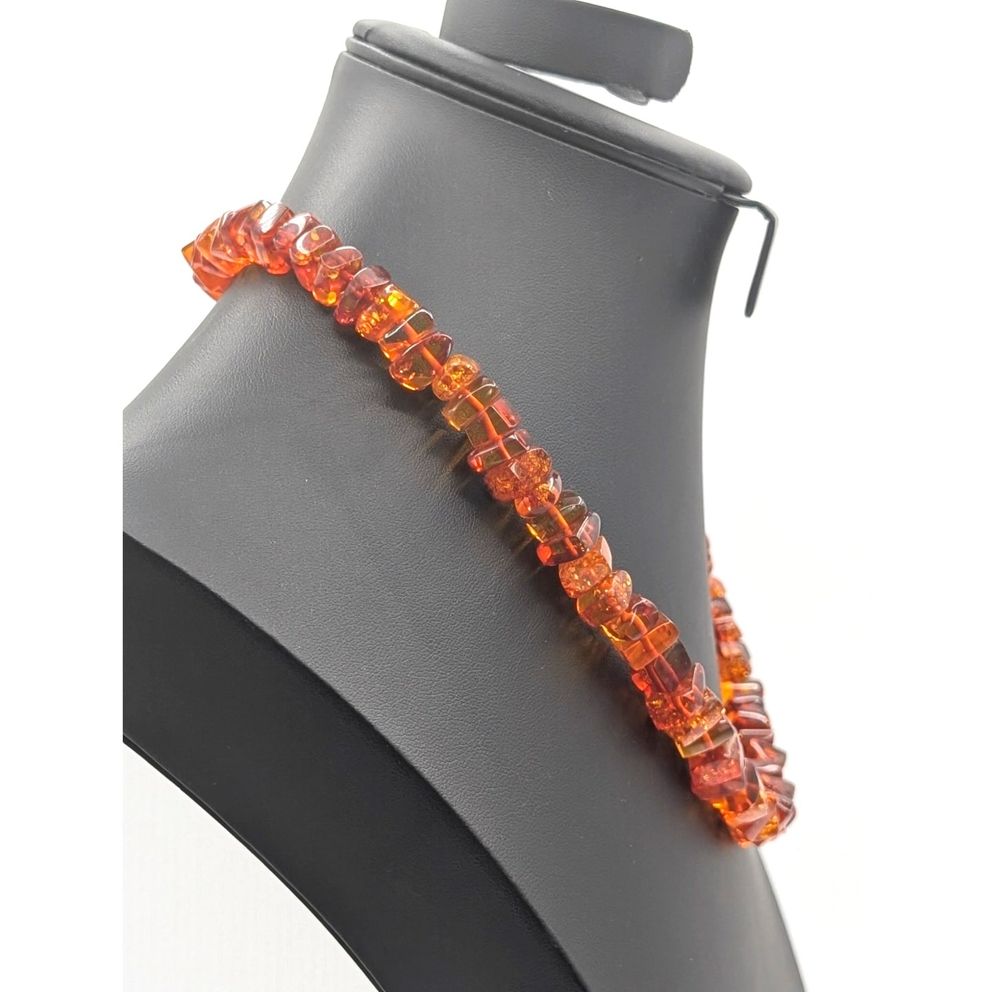 Vintage Screw Clasp 22" Amber Bead Necklace