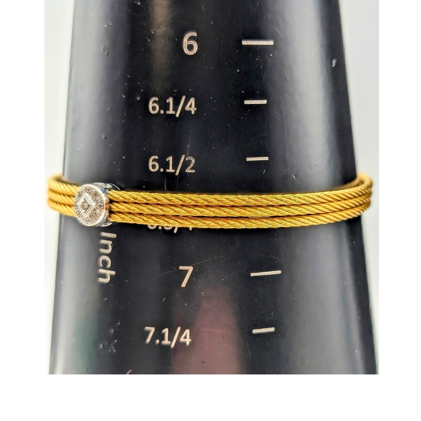 Alor 18K White Gold 9 Diamond & Stainless Steel Cable Bracelet