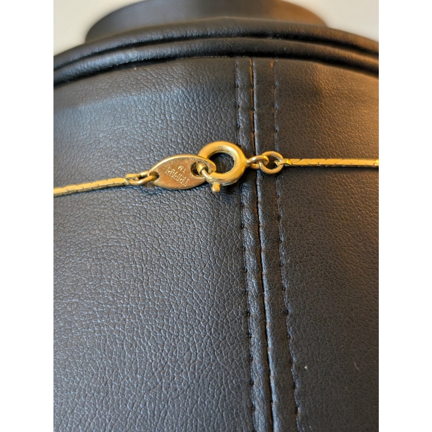 Vtg Trifari Gold Tone Coiled Wire Bead & Faux Pearl Station Long Chain Necklace