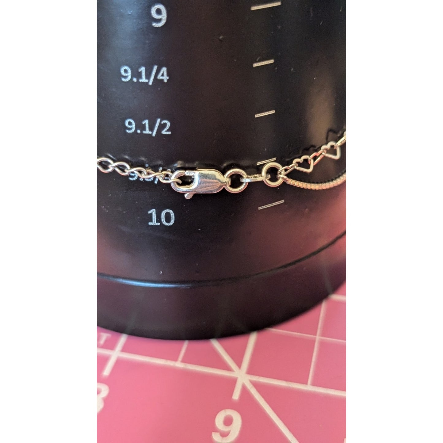 Double Strand Box & Heart Chain 925 Sterling Lobster Claw Ankle Bracelet