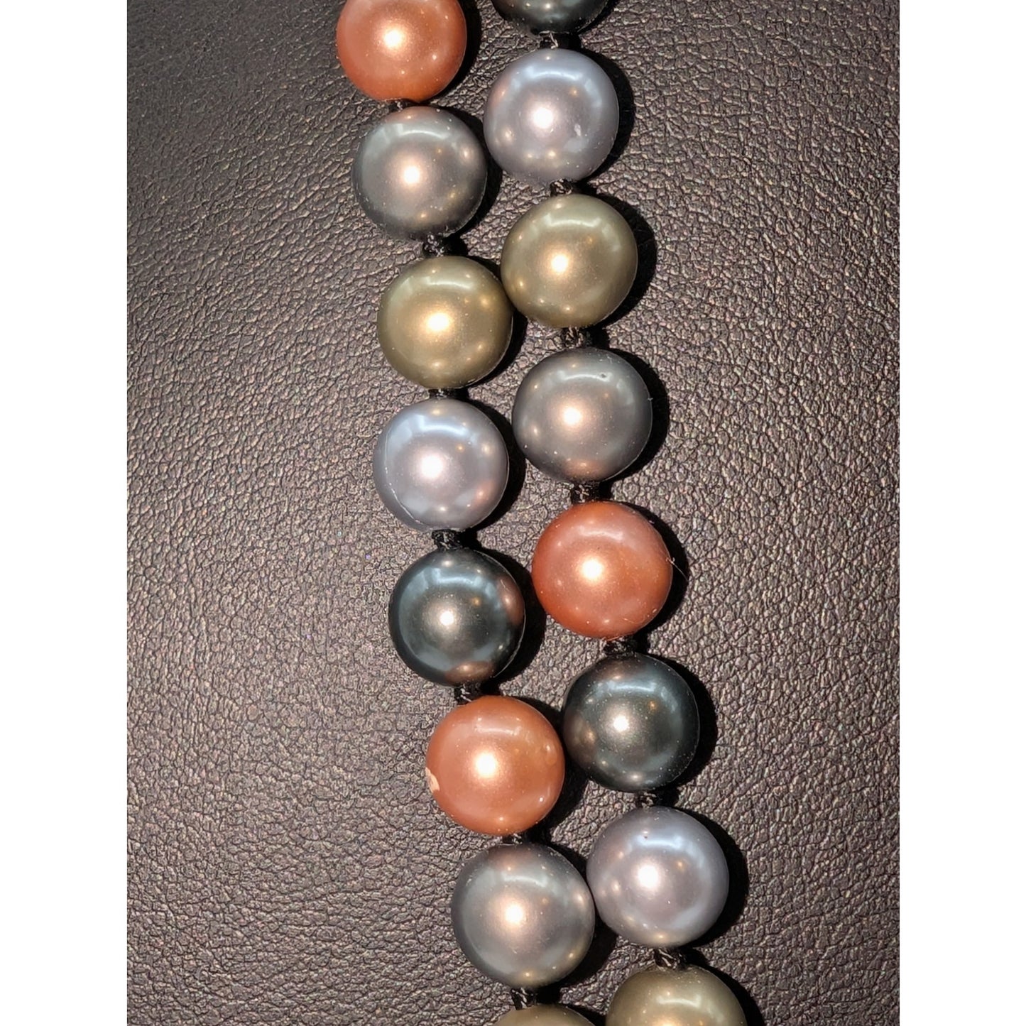 Long Strand Multi-Color Hand Knotted Glass Pearl Approximately 60" Necklace