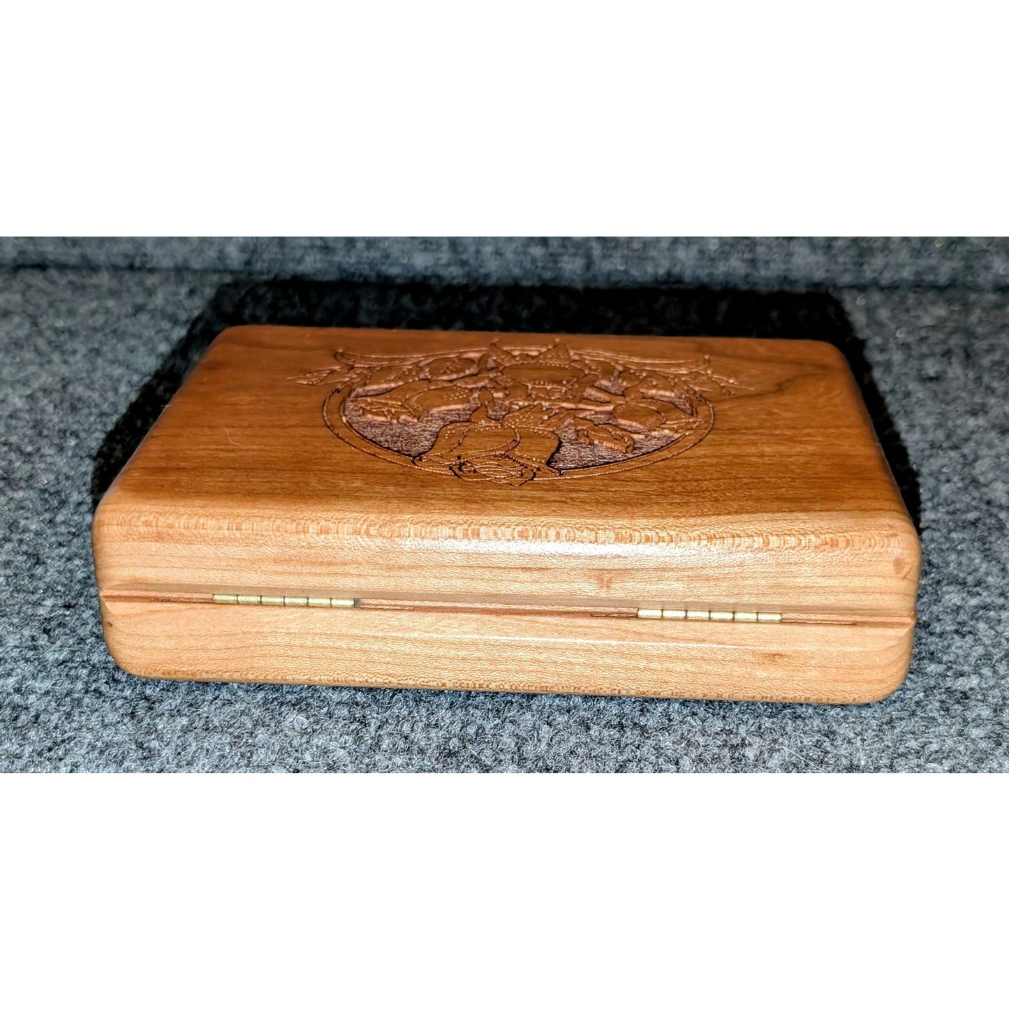 Vintage Wilderness Woods Floral Carved 'Waltz of the Flowers' Music Trinket Box