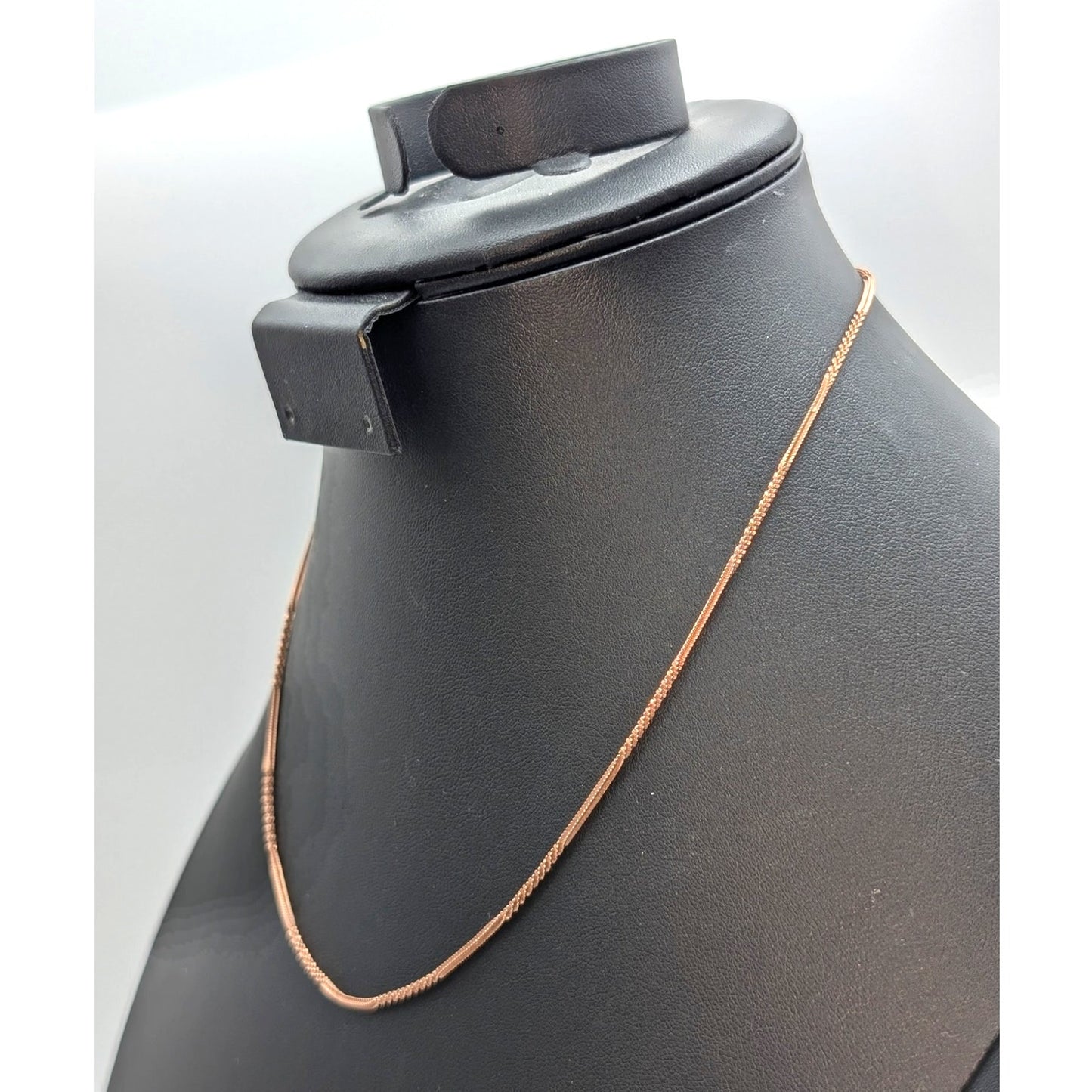 925 Italy Sterling Rose Vermeil Unique Textured Chain 18" Necklace