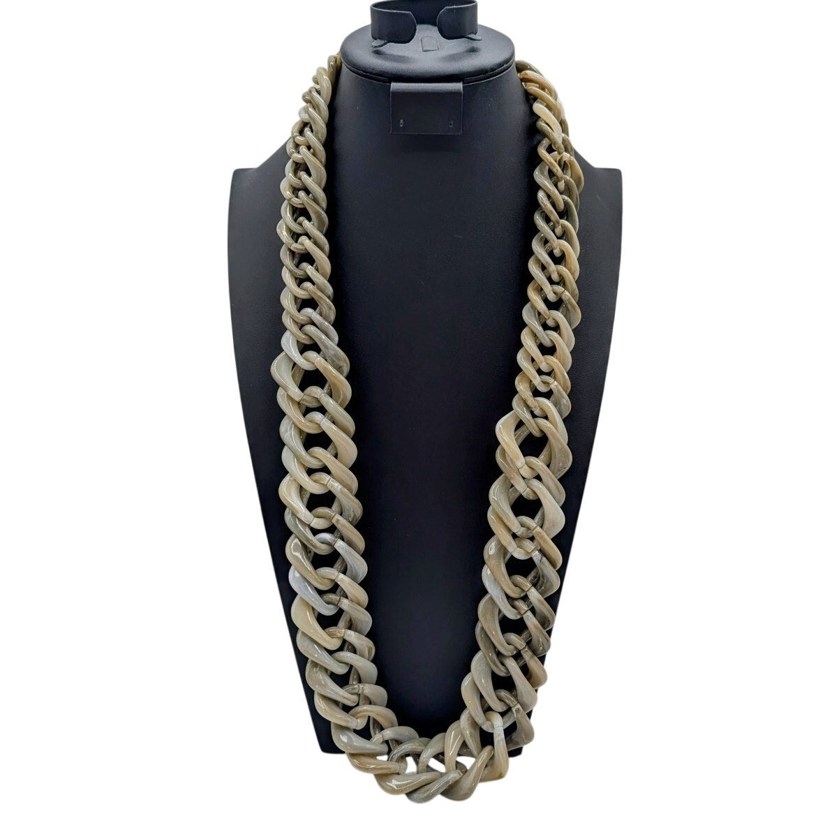Alisha. d Italian Chunky Gray Taupe Acrylic Chain Statement Necklace 36" Long