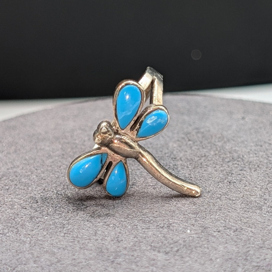 Vintage 925 Sterling Silver Turquoise Dragonfly Ring Size 6.25