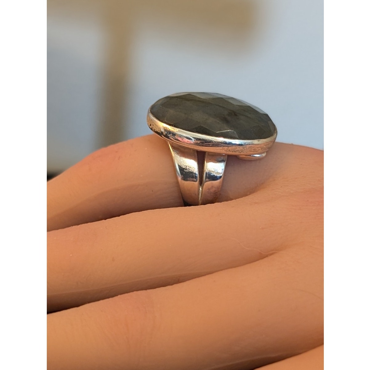 Stella & Dot Retired Odyssey Faceted Labradorite Sterling Adjustable Ring