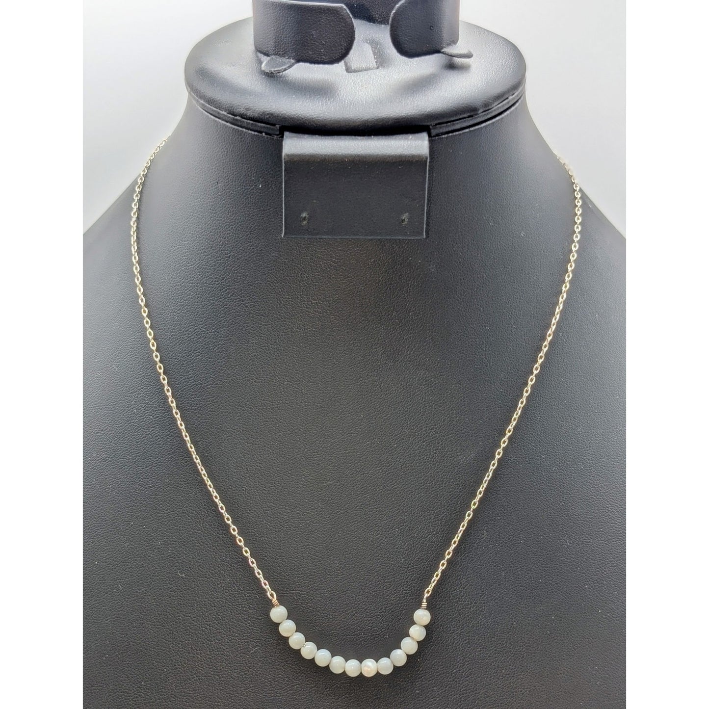 925 Sterling Silver Mother of Pearl Bead Chain 16"-19" Necklace