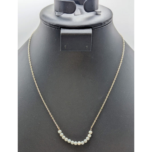 925 Sterling Silver Mother of Pearl Bead Chain 16"-19" Necklace