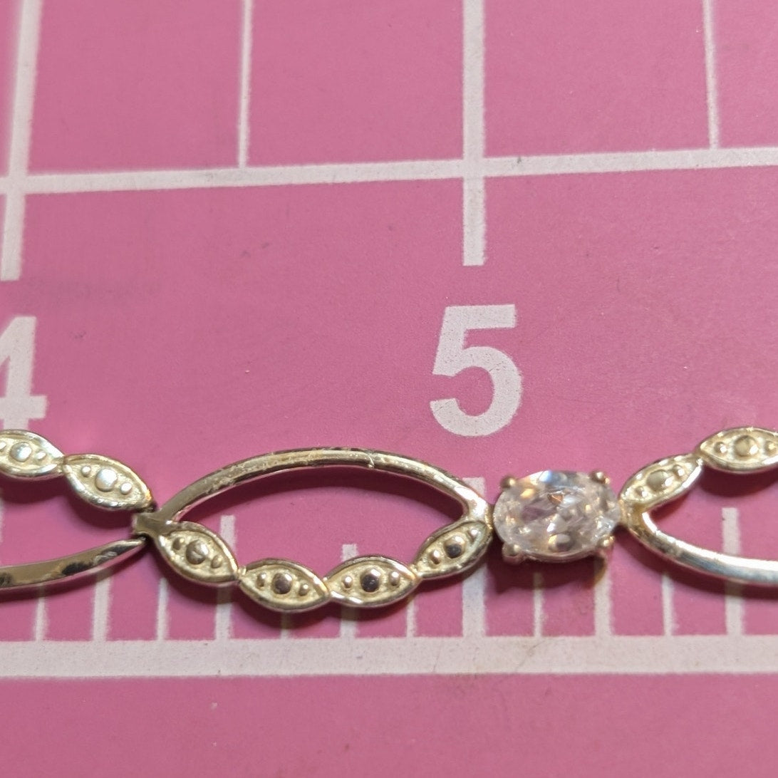 925 Sterling Silver CZ Oval Link Tennis Bracelet SU CH CZ