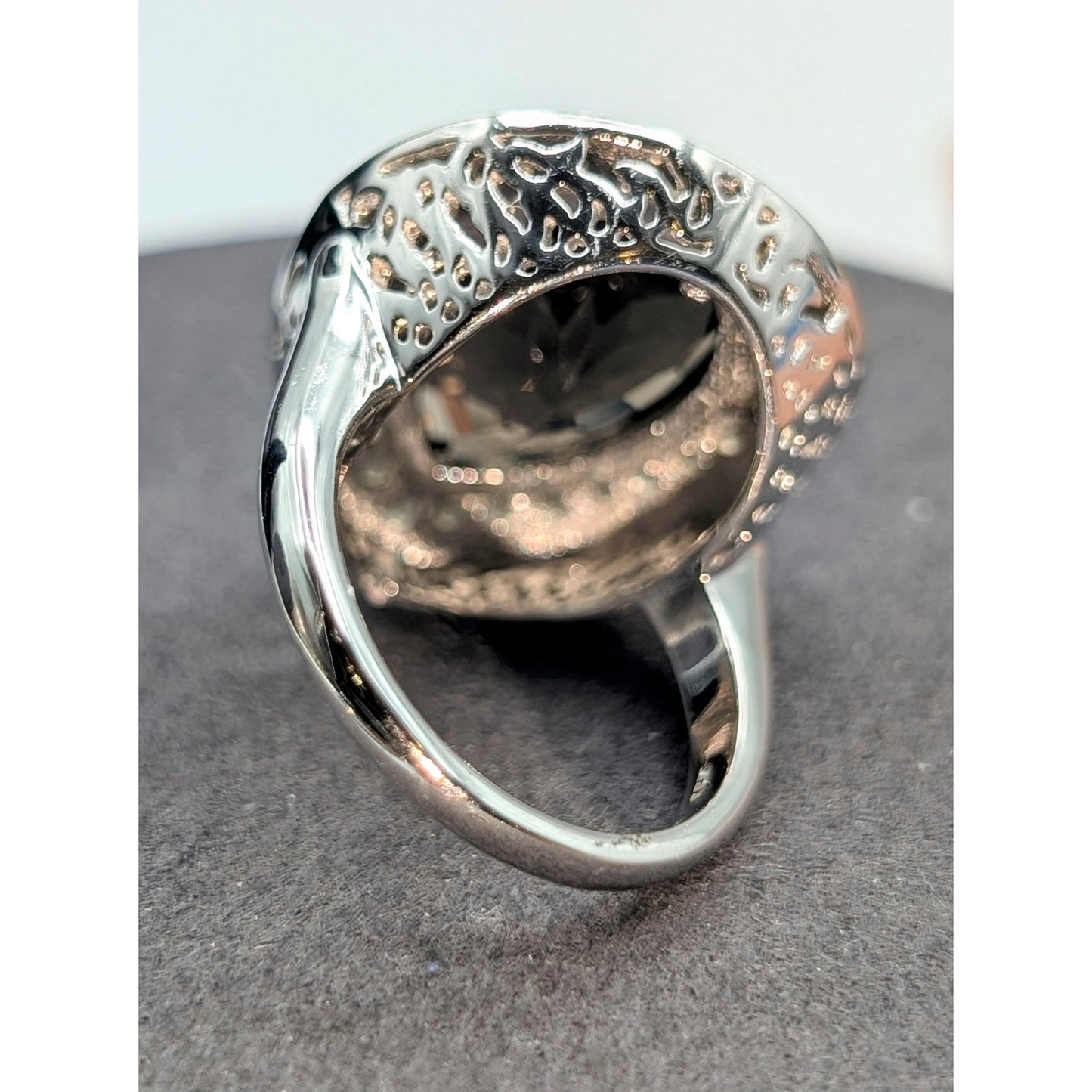 925 Sterling Brown Topaz Teardrop Center Stone Citrine Stone Surround Ring Sz 7