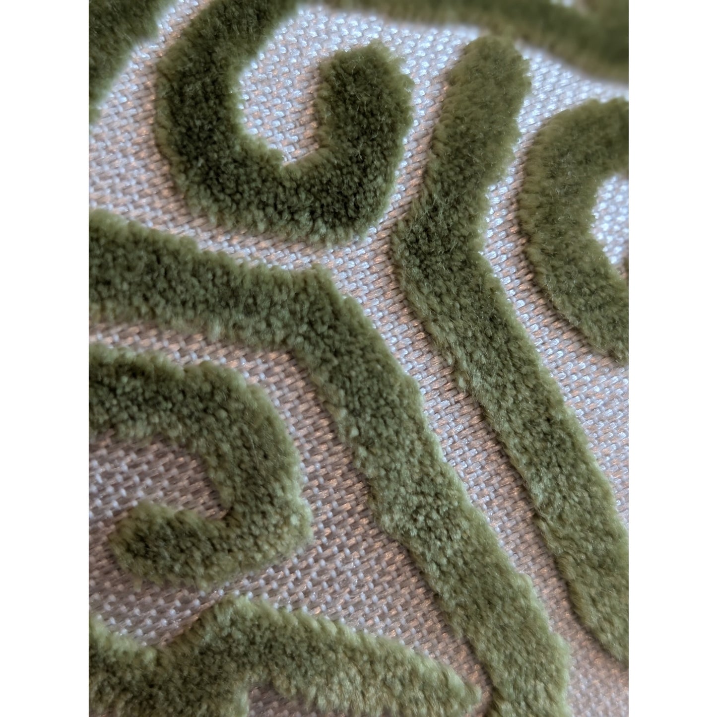 Sag Harbor Green Cut Velvet All Over Design Zippered Duck Feather Insert Pillow