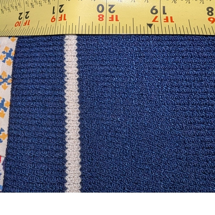 Vtg Comma Knit Collection Couture Blue Cream Santana Nautical Cardigan Sweater