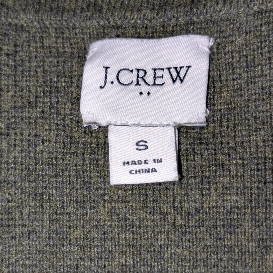 J. Crew Vanessa Dark Olive Green Cotton Open Front Cardigan Sweater Jacket Sz S