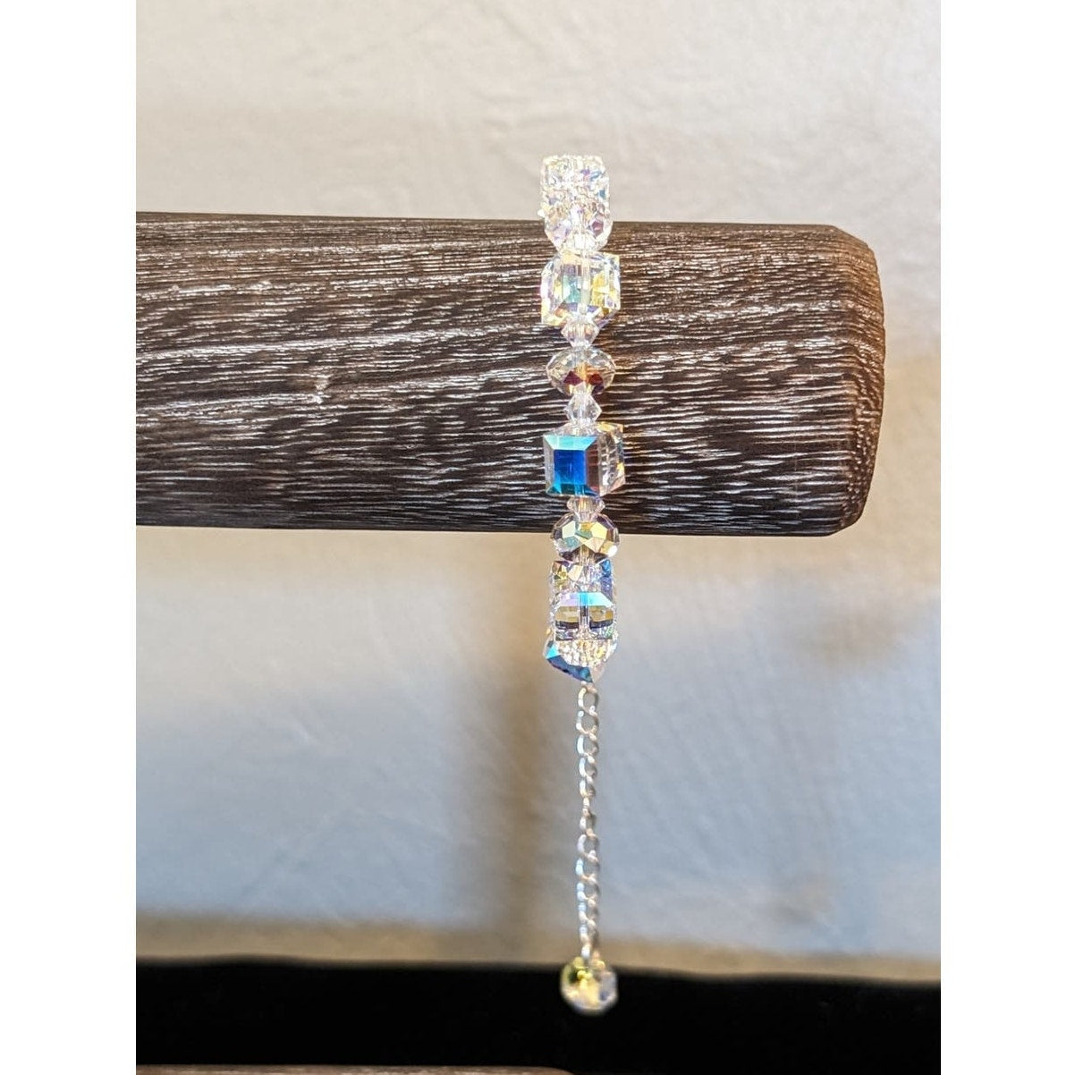 925 Sterling Aurora Borealis Cube Crystal Bracelet