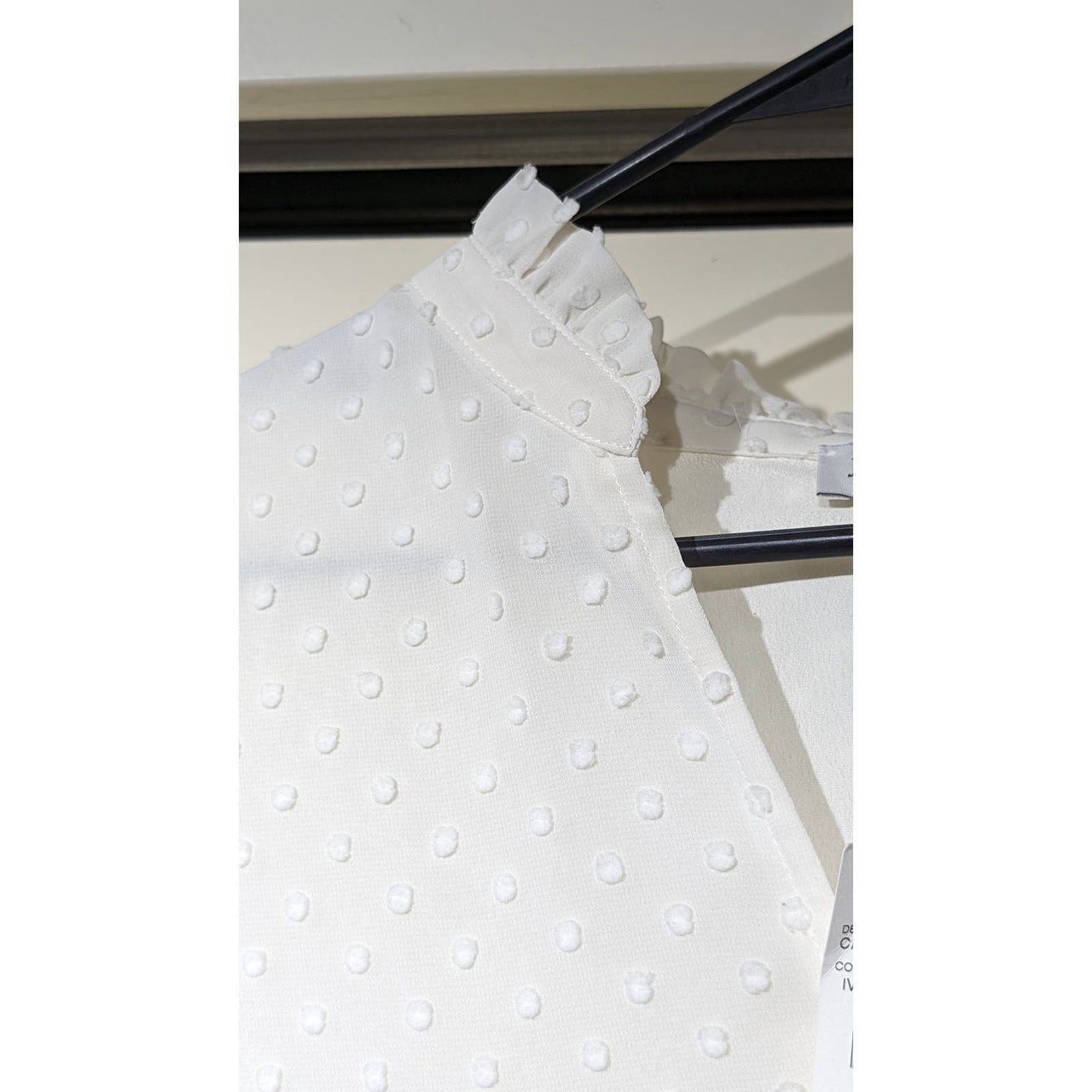 J. Crew NWT Swiss Dot Ivory Ruffle Trim V-Neck Popover Blouse Womens Sz S