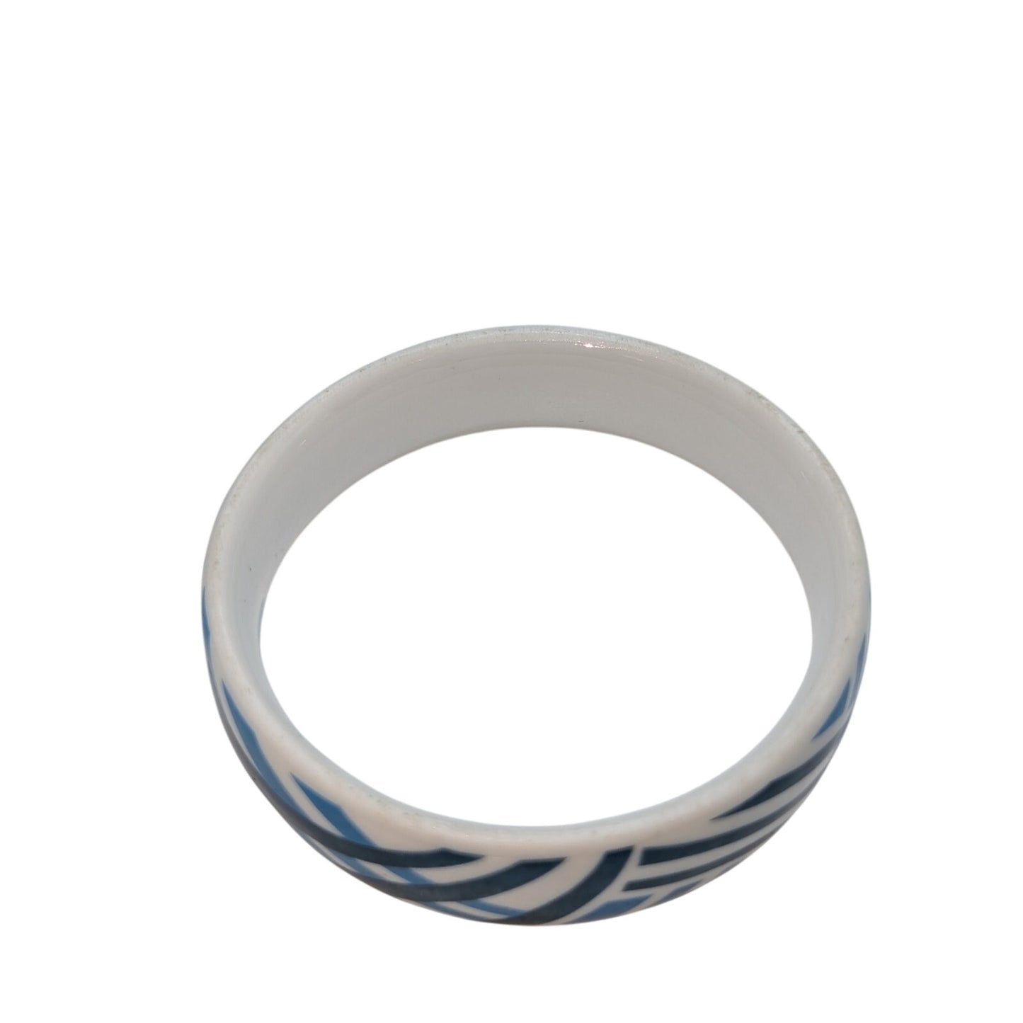 Ceramic Blue Teal Plaid Pattern Design Bangle Bracelet