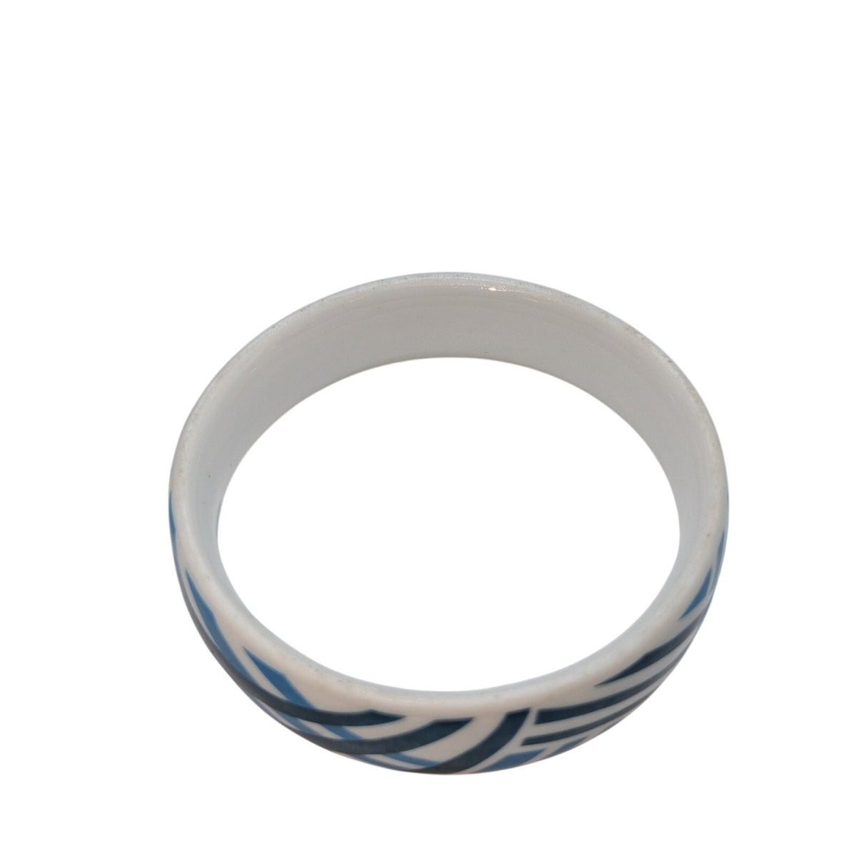 Ceramic Blue Teal Plaid Pattern Design Bangle Bracelet