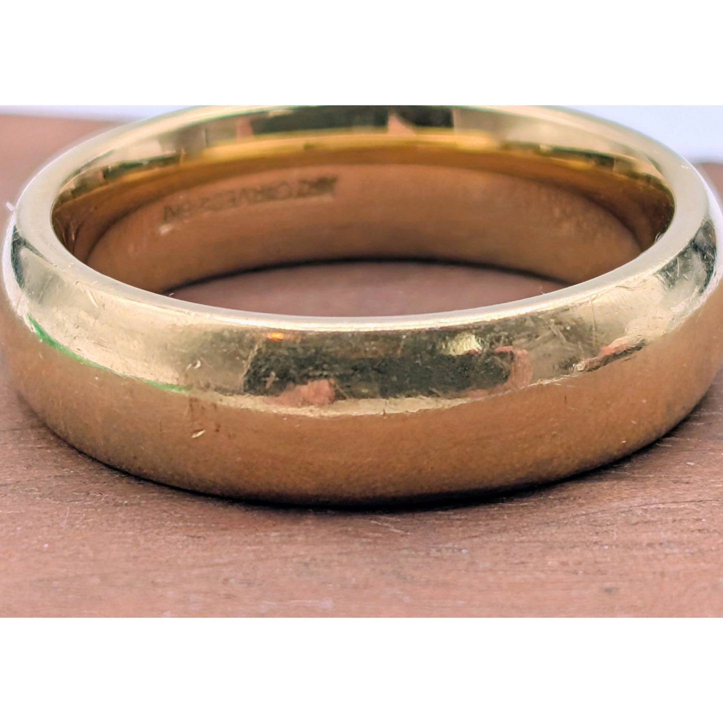Vintage 18K Yellow Gold Artcarved Women's Wide Wedding Band Ring Size 6.5