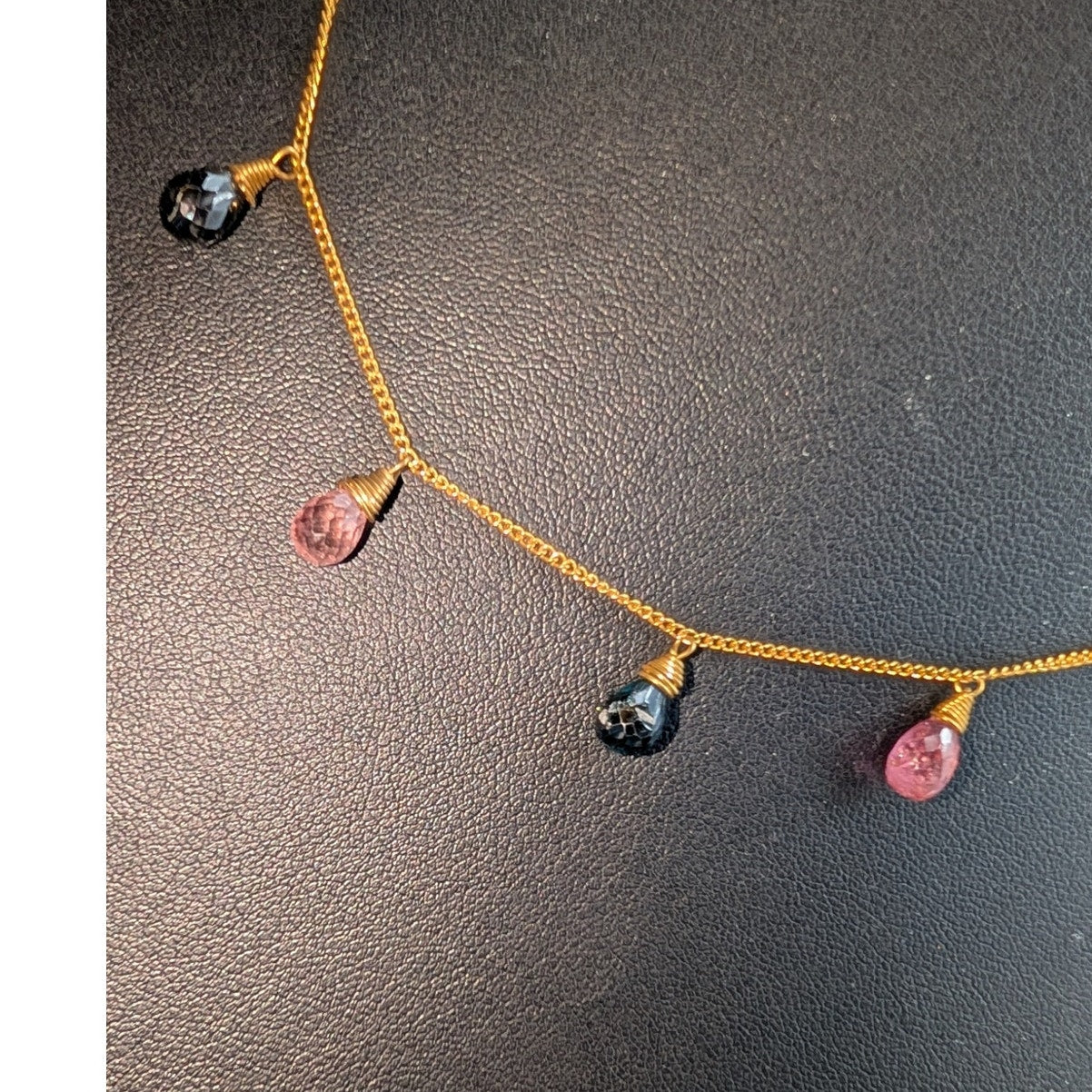 925 Sterling Vermeil Made in Bali Semi-Precious Gemstone Briolette Necklace