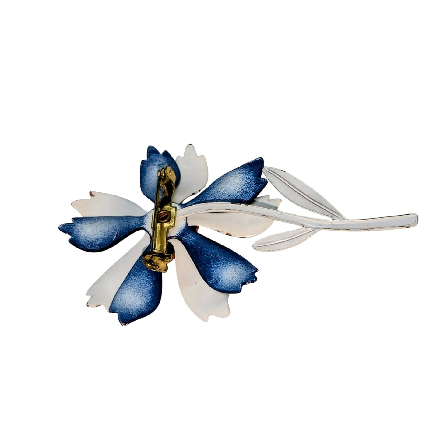 Vintage Red White Blue Enamel Flower Brooch