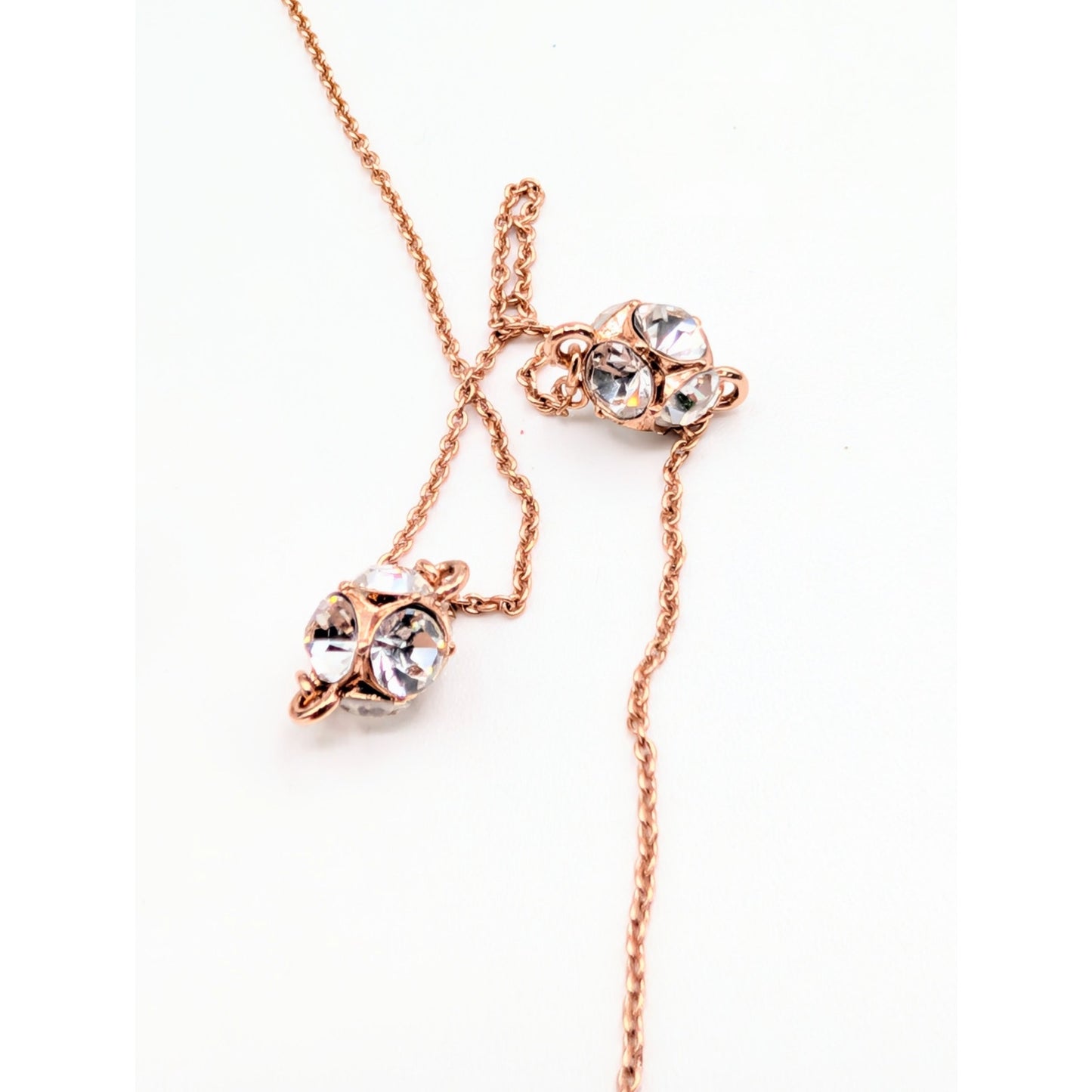 Kate Spade Rose Gold Tone & Crystal "Lady Marmalade Scatter Necklace" 32"-35"