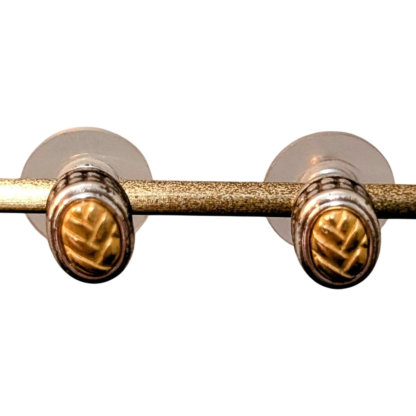 Brighton Two-Toned Ridged Wheat Design Engraved Stud Earrings