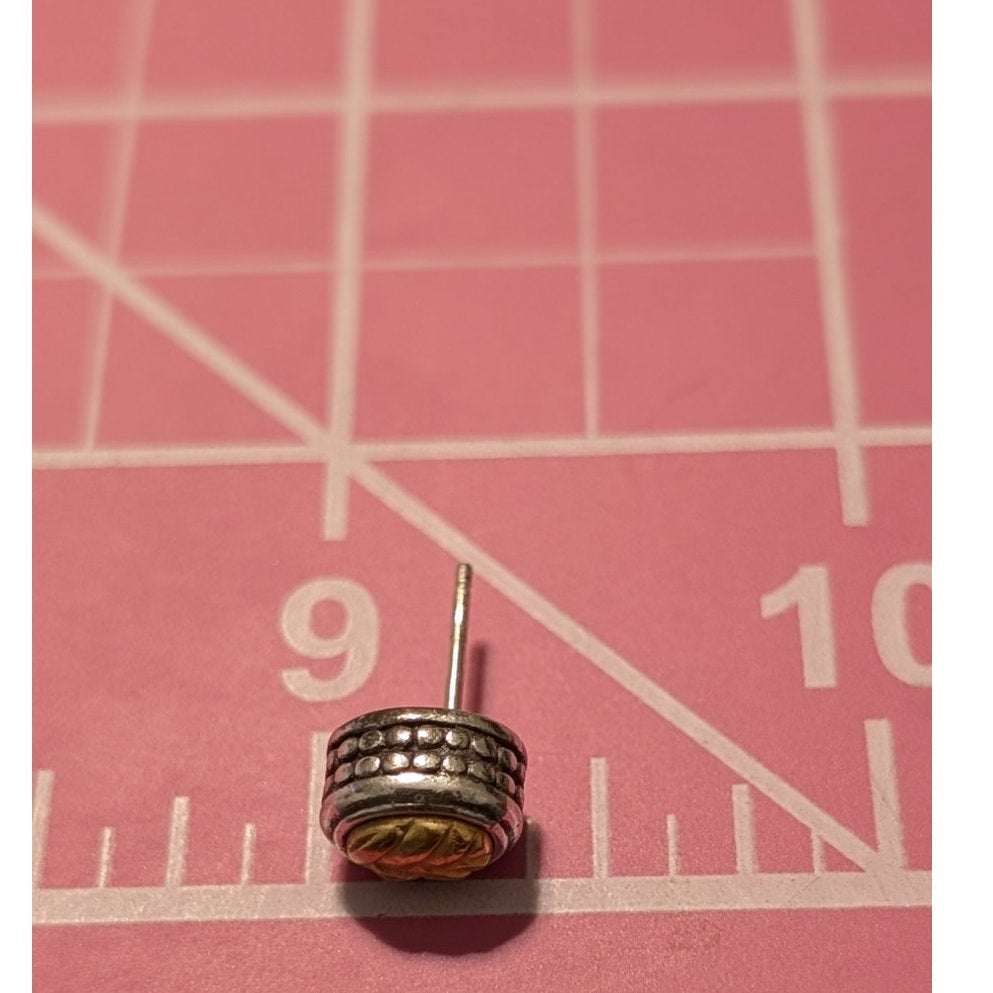 Brighton Two-Toned Ridged Wheat Design Engraved Stud Earrings