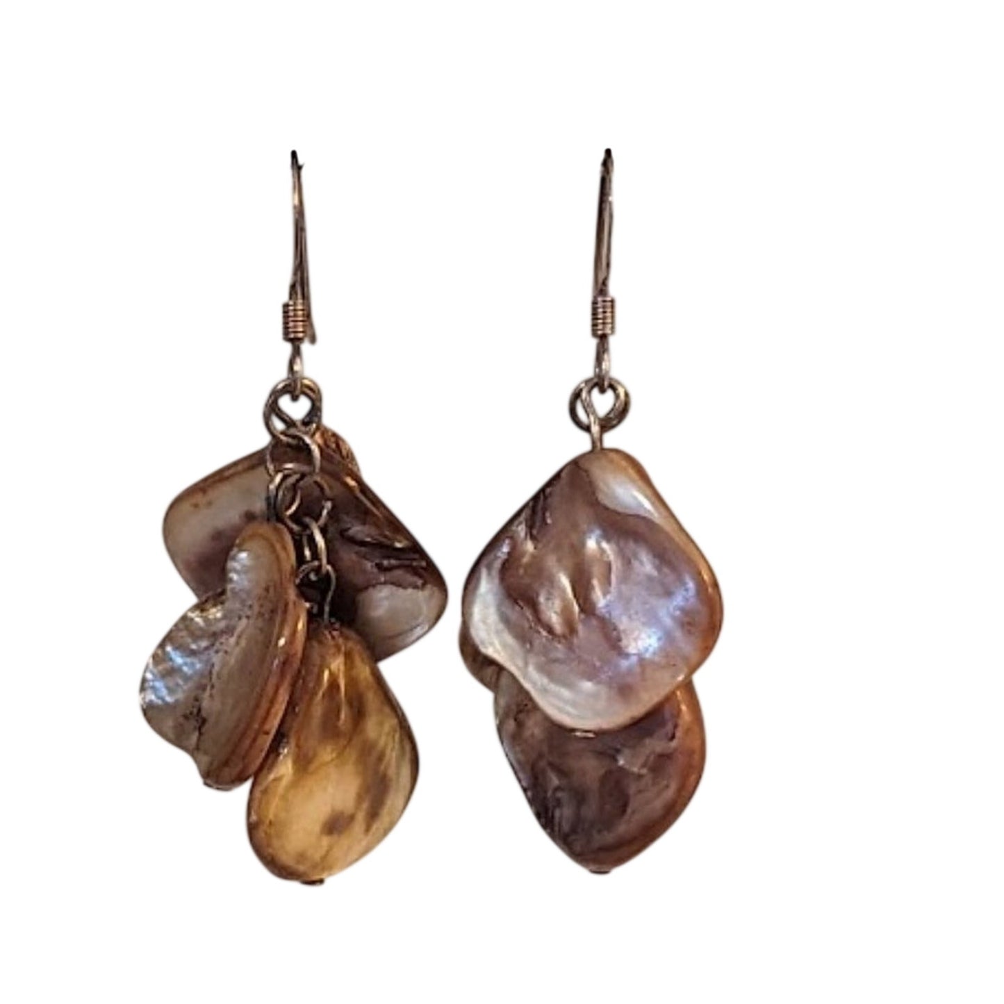 Brown Shell Waterfall Dangle Earrings