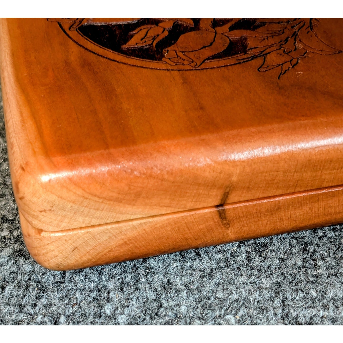 Vintage Wilderness Woods Floral Carved 'Waltz of the Flowers' Music Trinket Box
