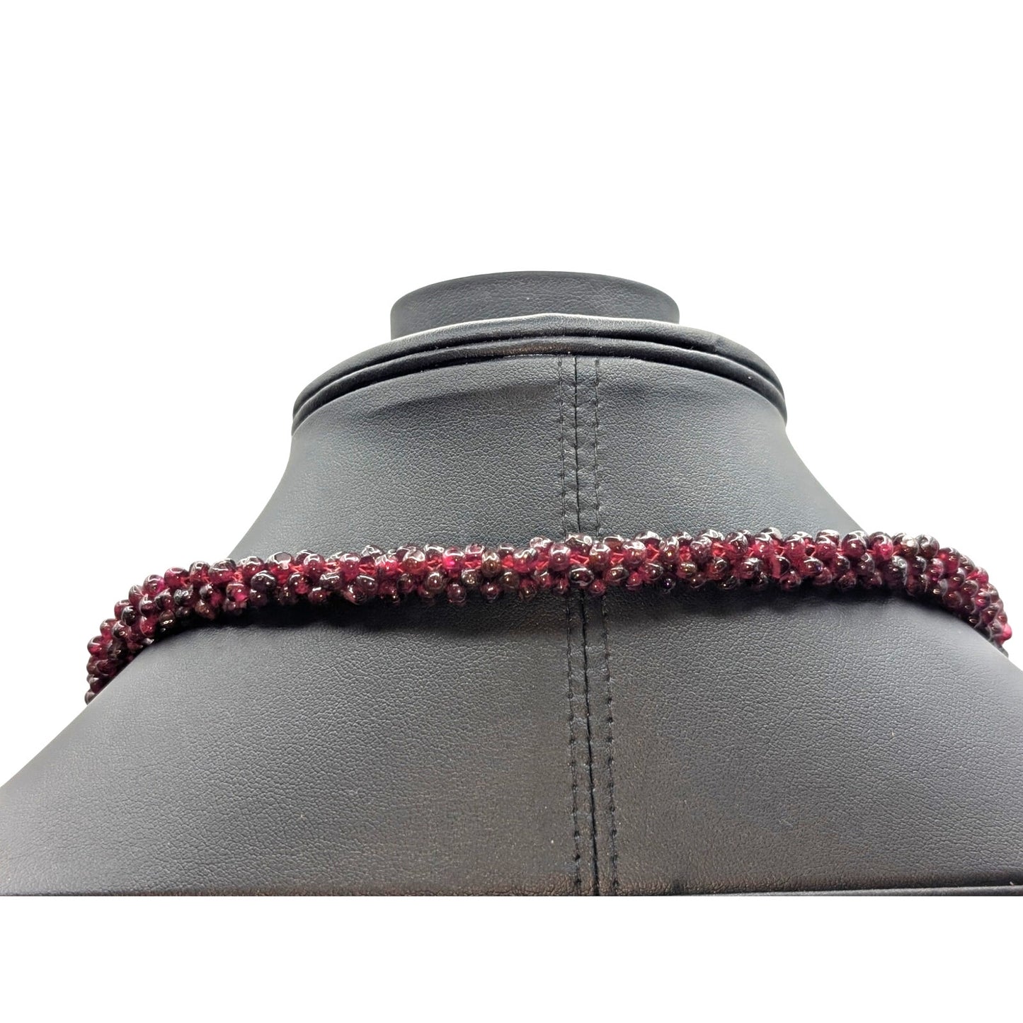 Estate Vintage Woven Rope Purple Garnet Seed Bead 25" No Clasp Necklace