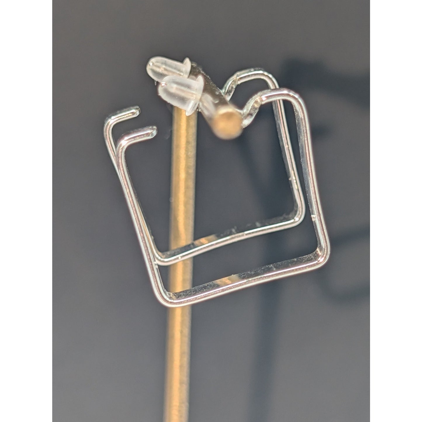 Silver Tone Square Hoop Earrings